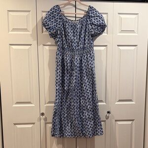 Boden White and Blue Floral Dress